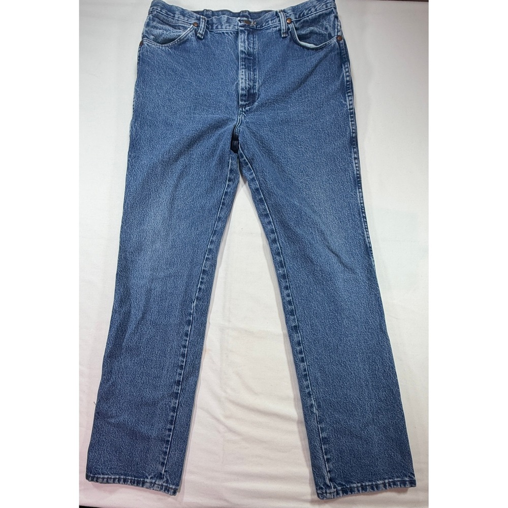 Wrangler 936GBK Cowboy Cut Slim Fit Jeans Mens 36x34 Blue Denim Straight Leg